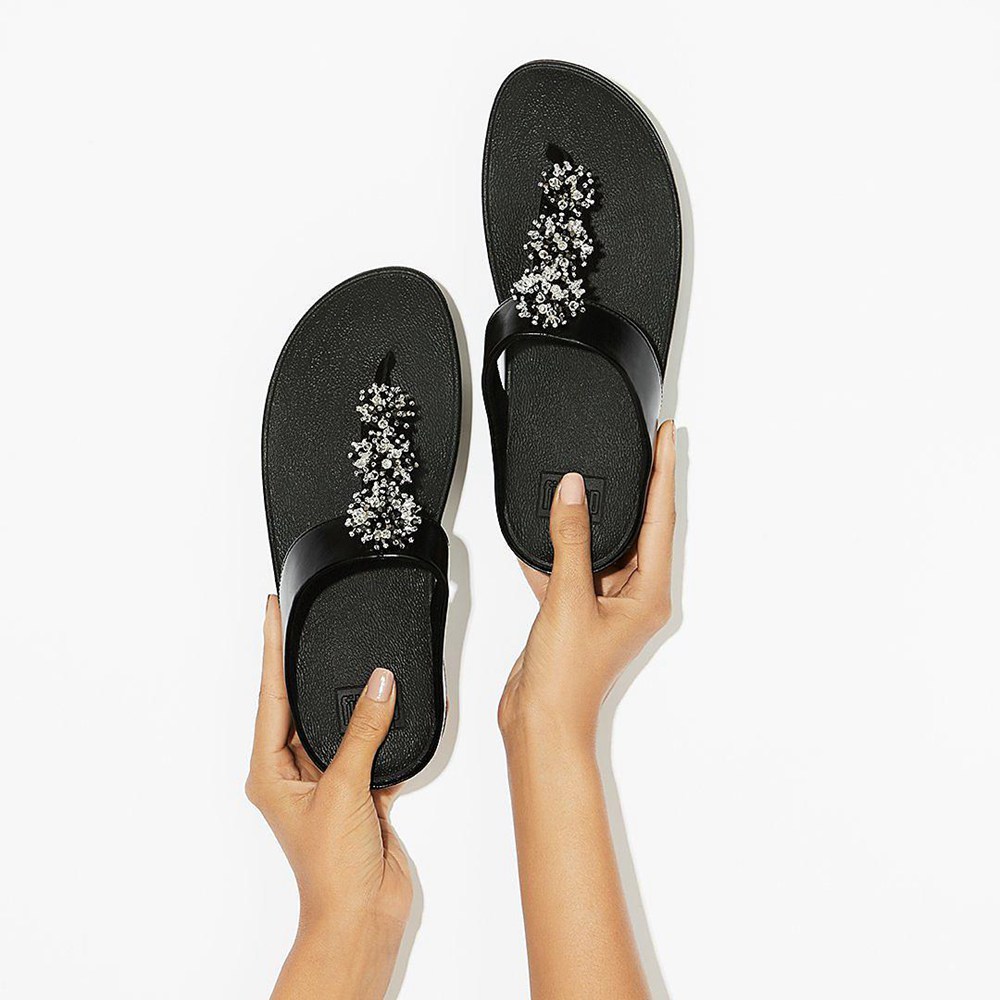 Fitflop Womens Sandals - Fino Toe-post - Black - 362-VCFQRE